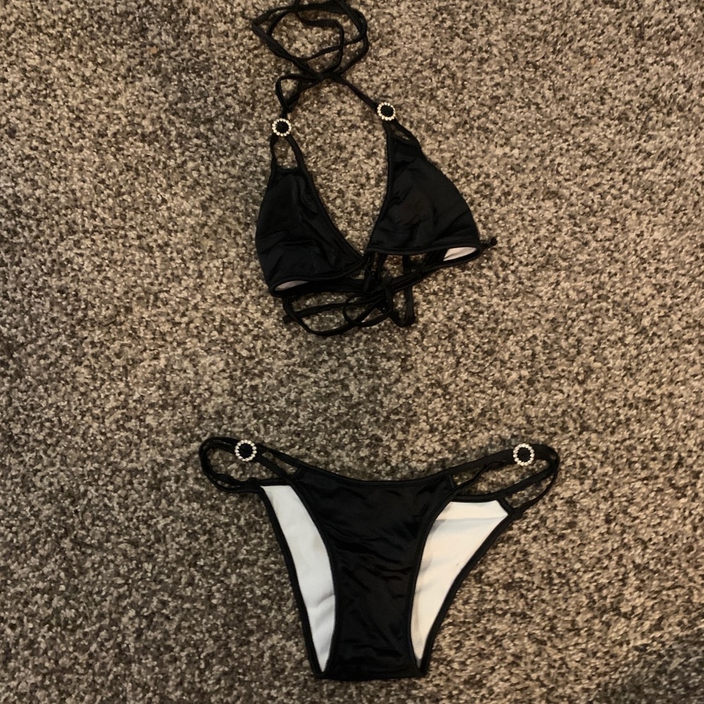 XS/Small black with diamonds bikini